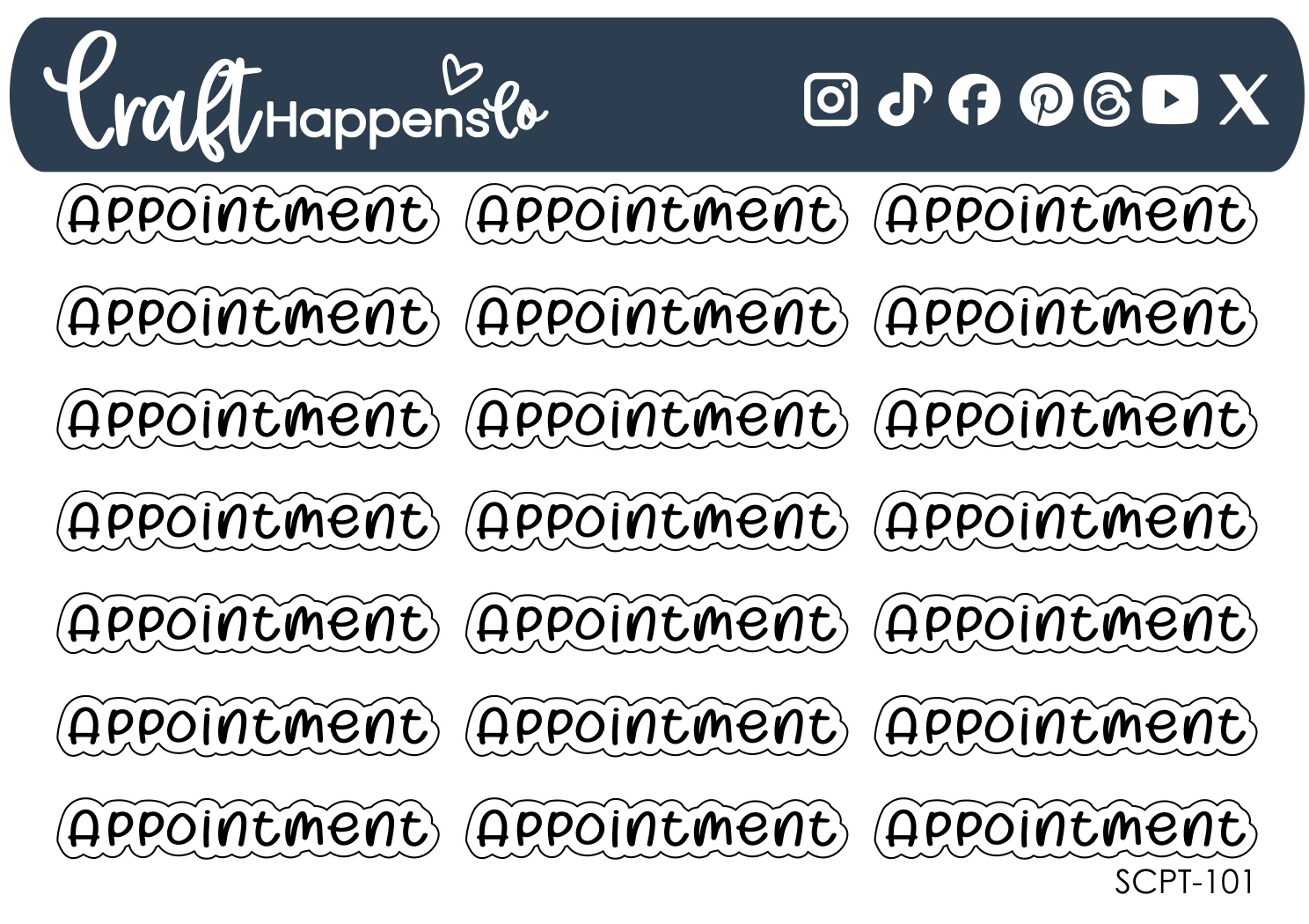 "Appointment" Script Sticker Sheet
