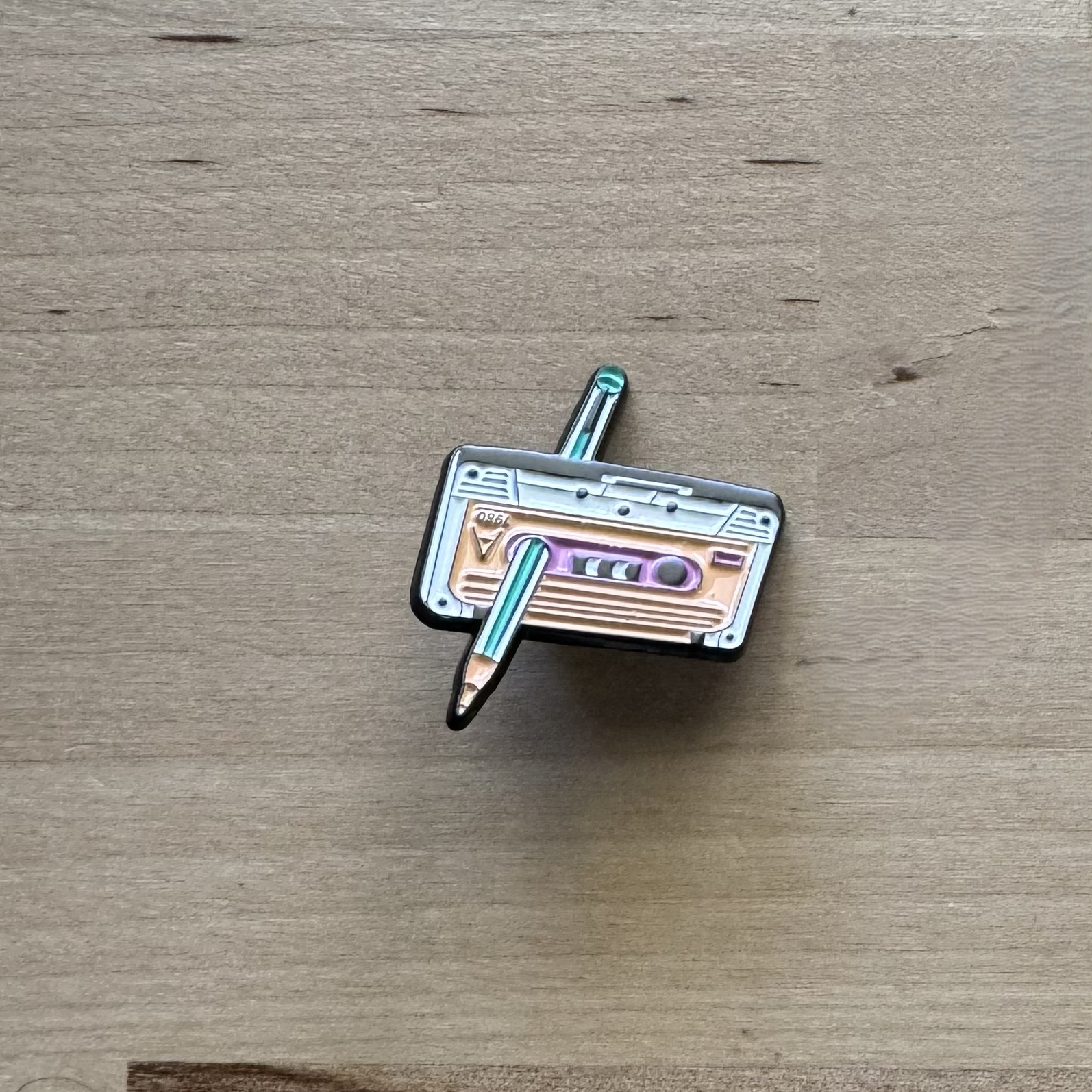 Retro Cassette & Pencil Enamel Pin