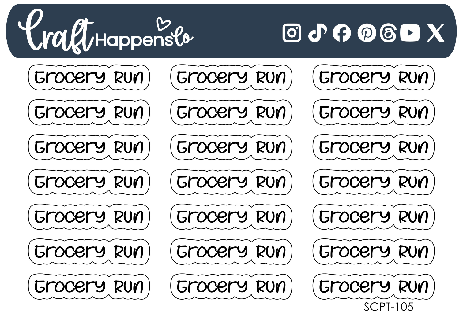 "Grocery Run" Script Sticker Sheet