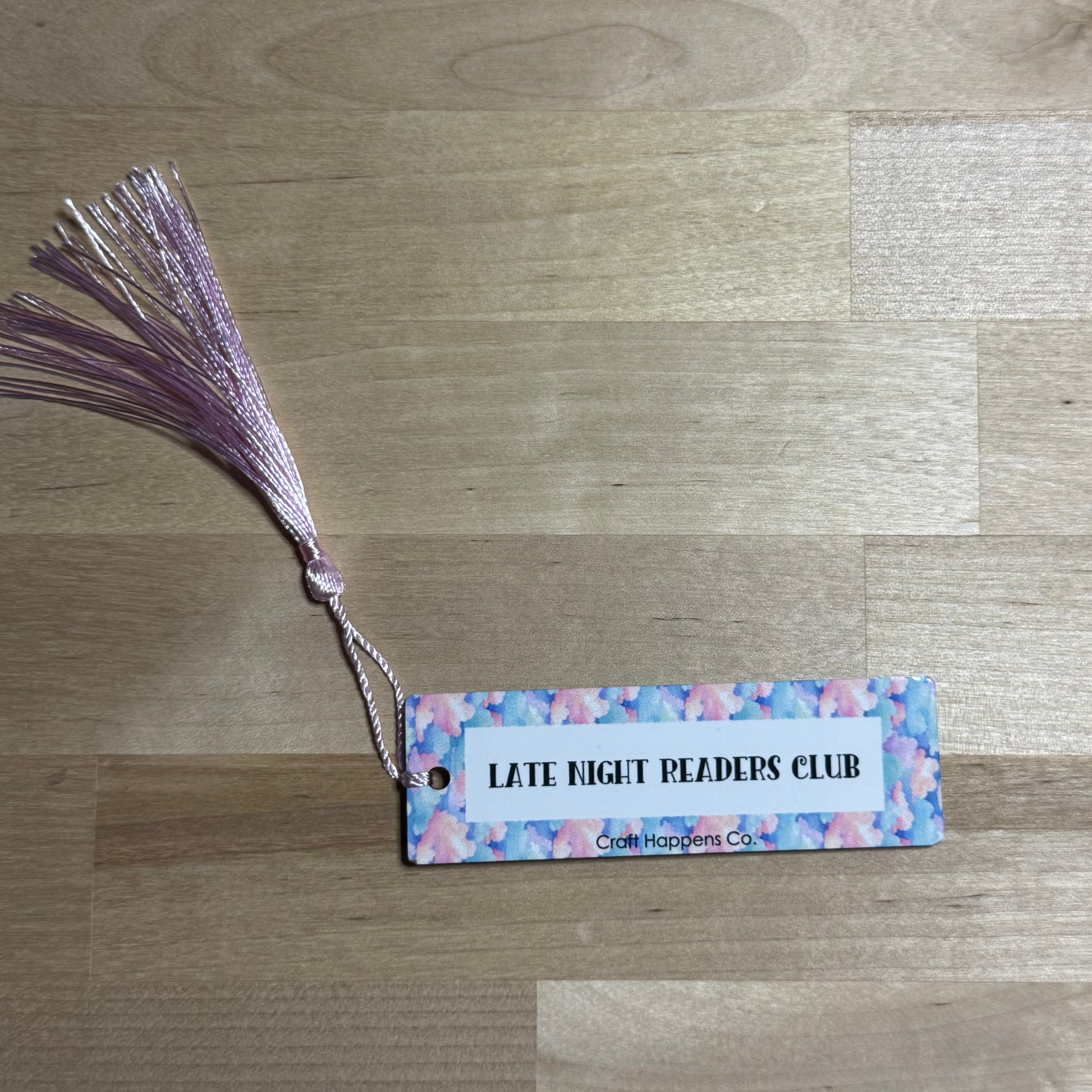 "Late Night Readers Club" Small Tassel Bookmark