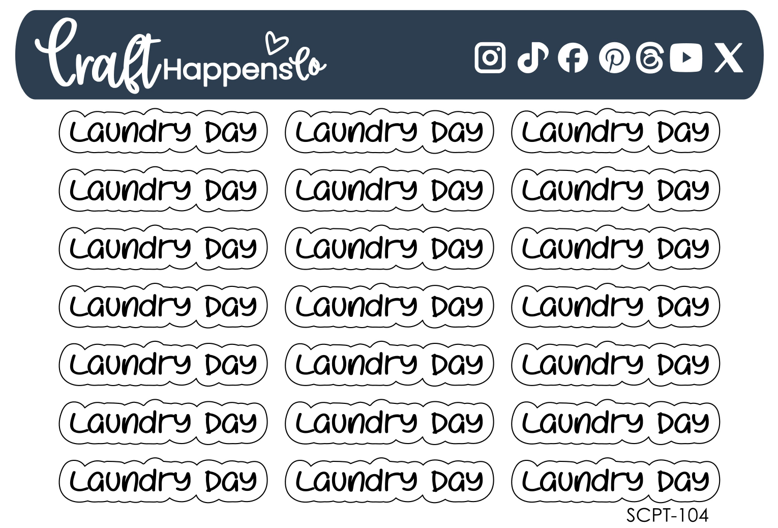 "Laundry Day" Script Sticker Sheet