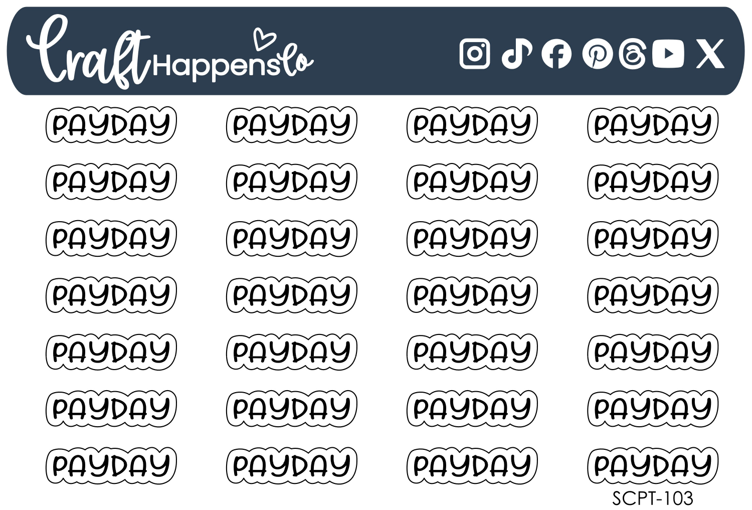 "Payday" Script Sticker Sheet