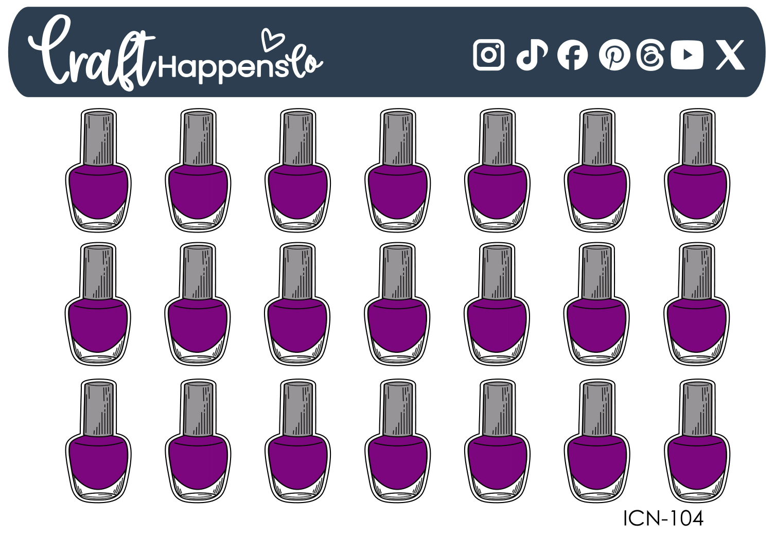 "Nail Polish" Icon Sticker Sheet
