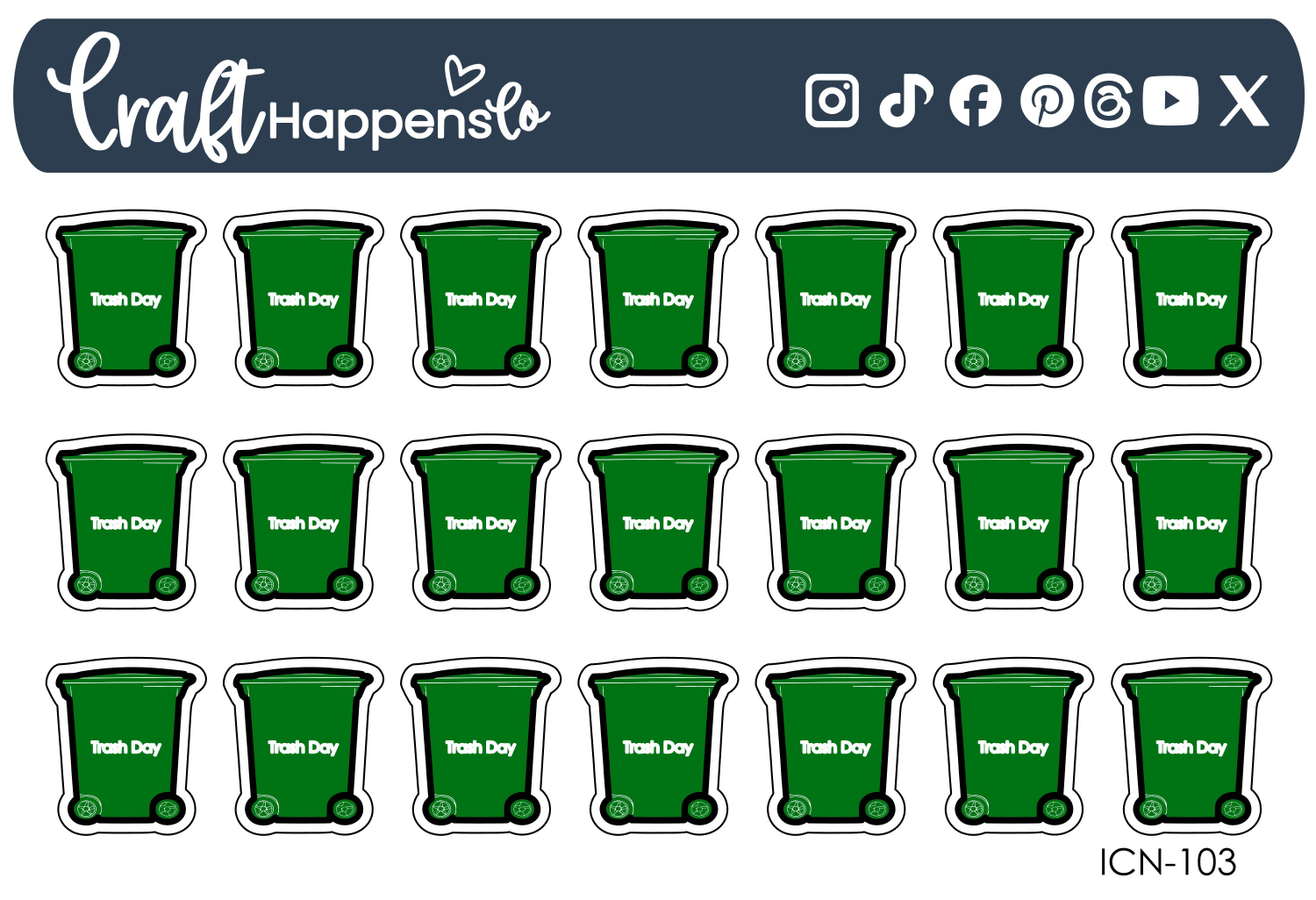 "Trash Day" Icon Sticker Sheet