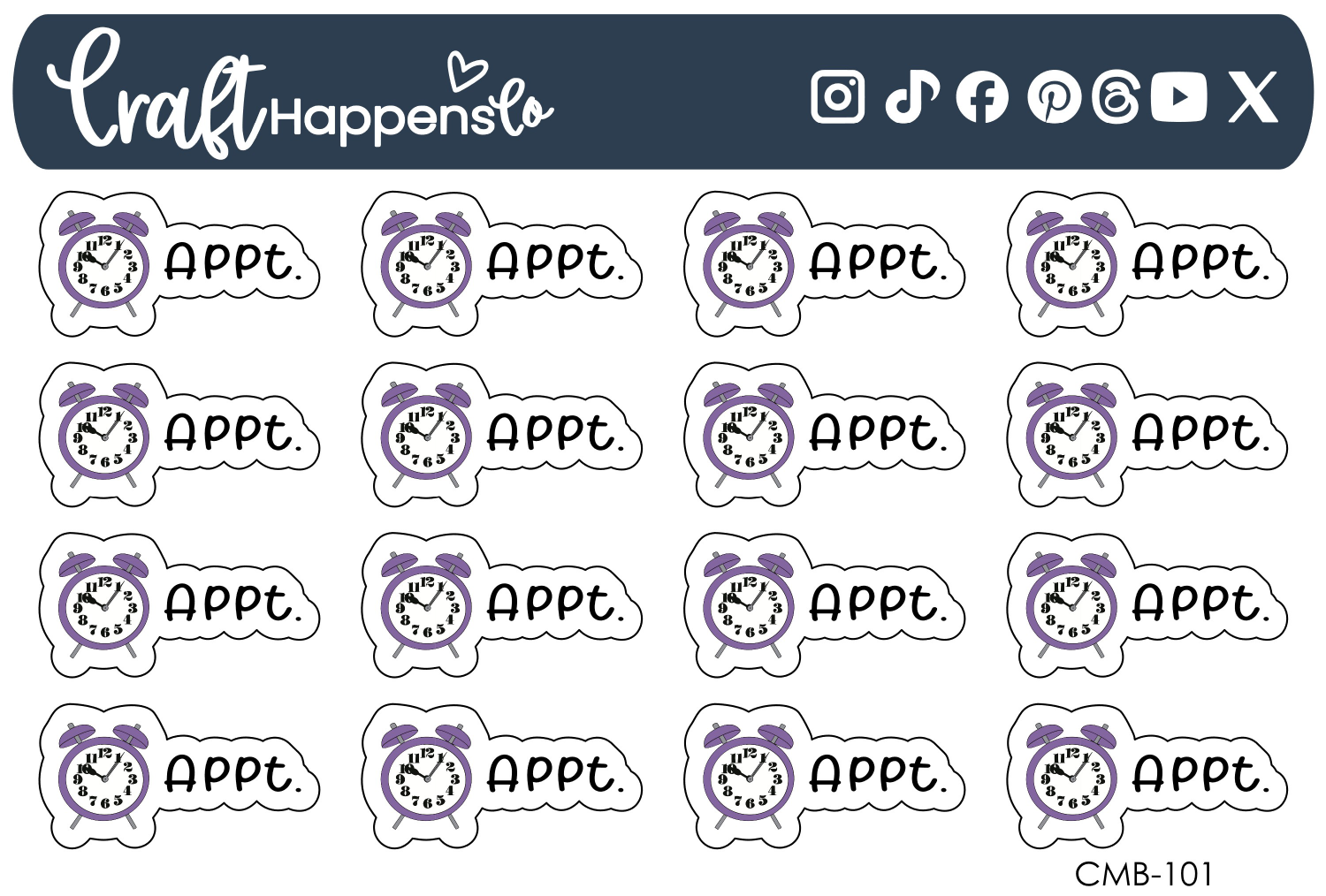 "Appt" Script with Icon Sticker Sheet