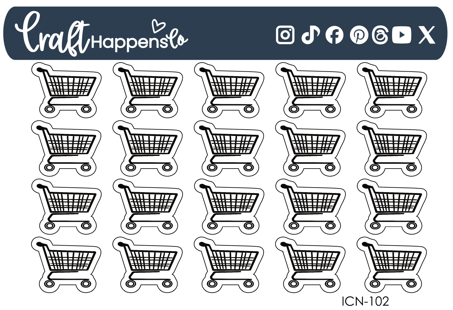 "Grocery Cart" Cart Icon Sticker Sheet