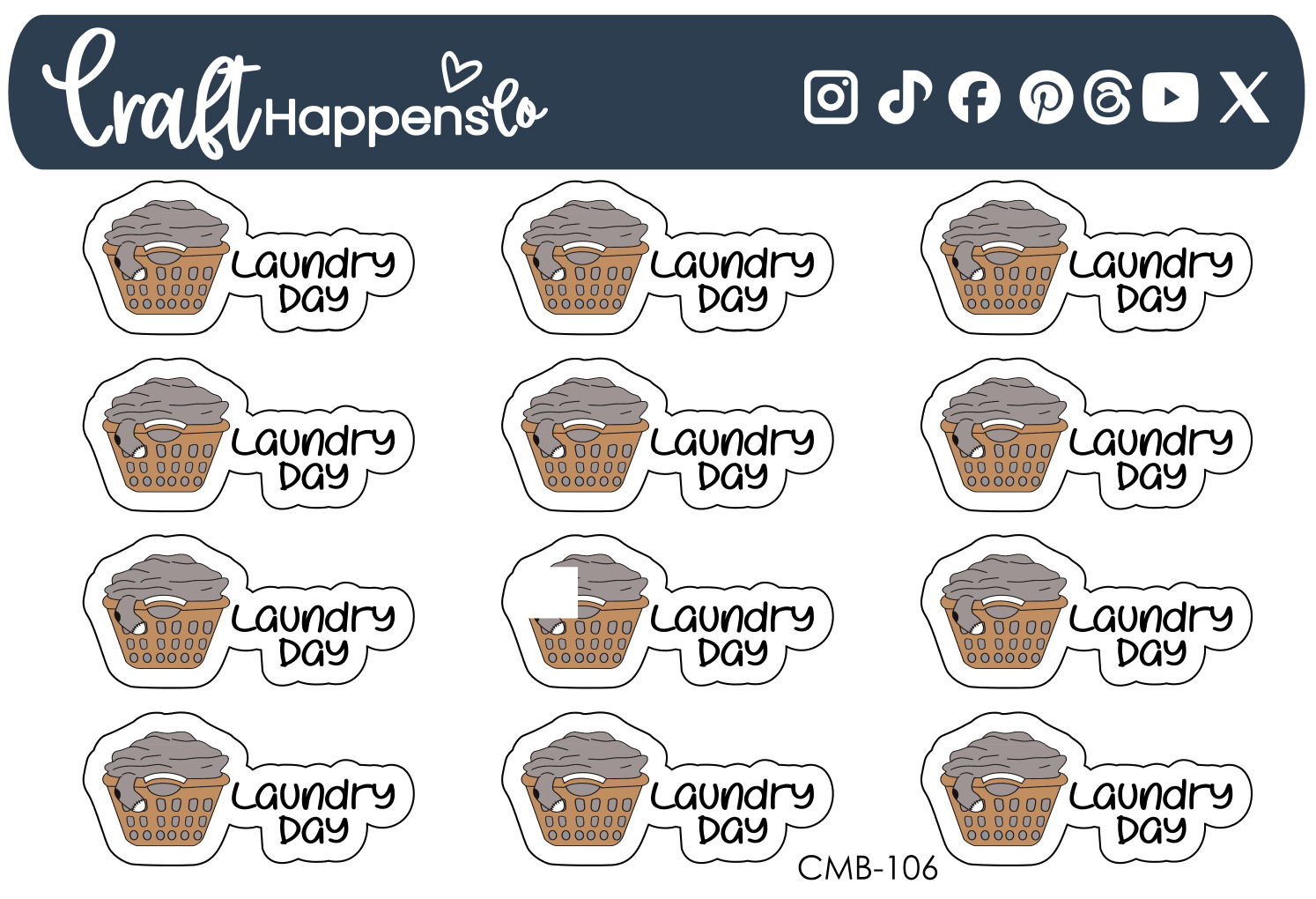 "Laundry Day" Script with Icon Sticker Sheet