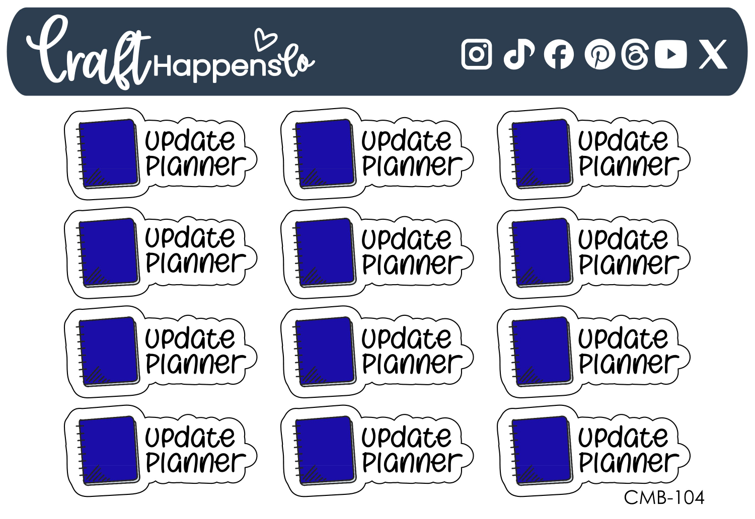 "Update Planner" Word with Planner Icon Sticker Sheet