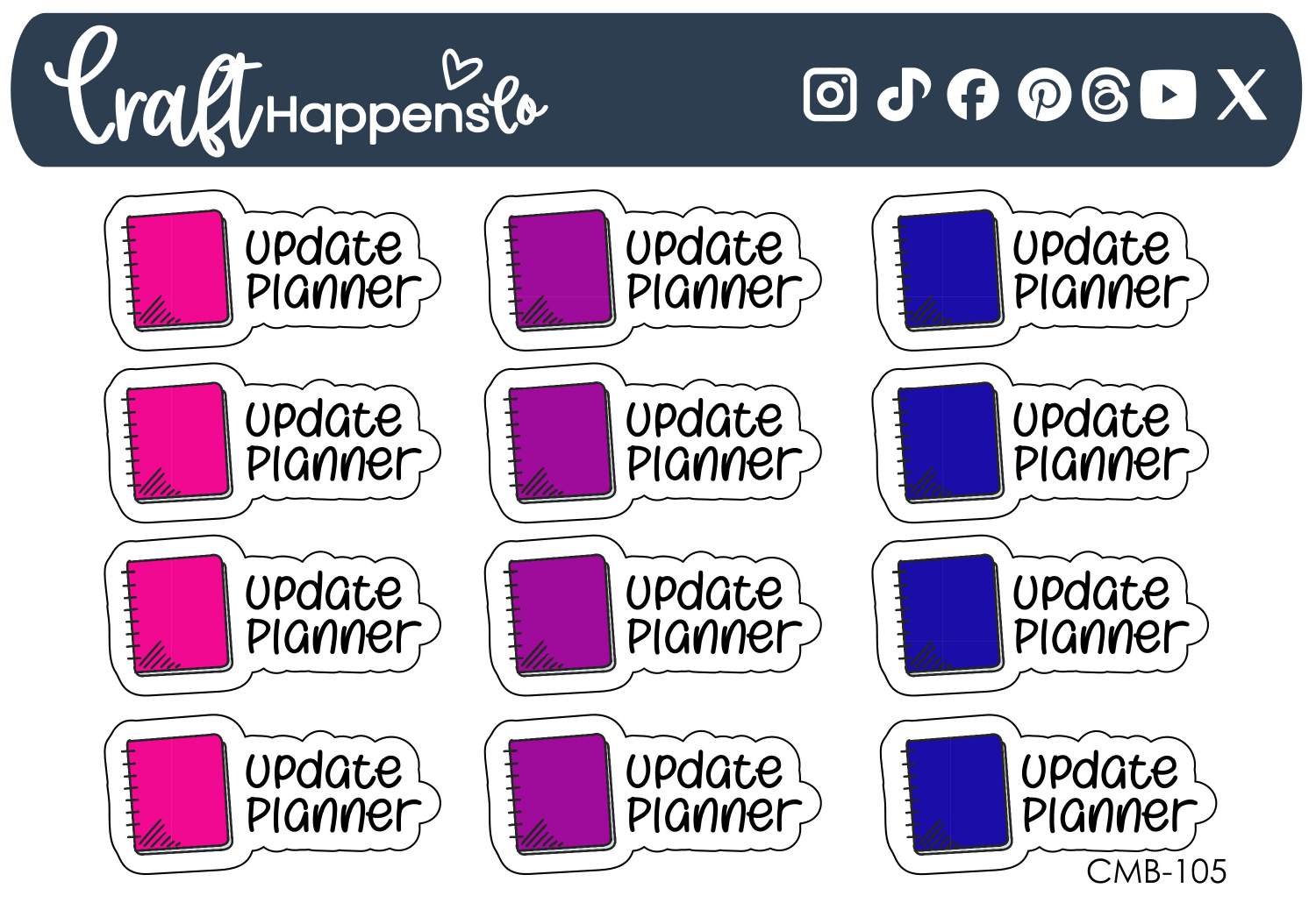 "Update Planner" Word with Planner Icon Sticker Sheet