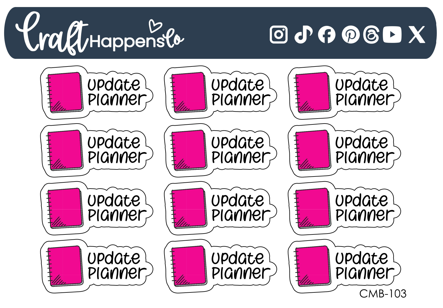 "Update Planner" Word with Planner Icon Sticker Sheet