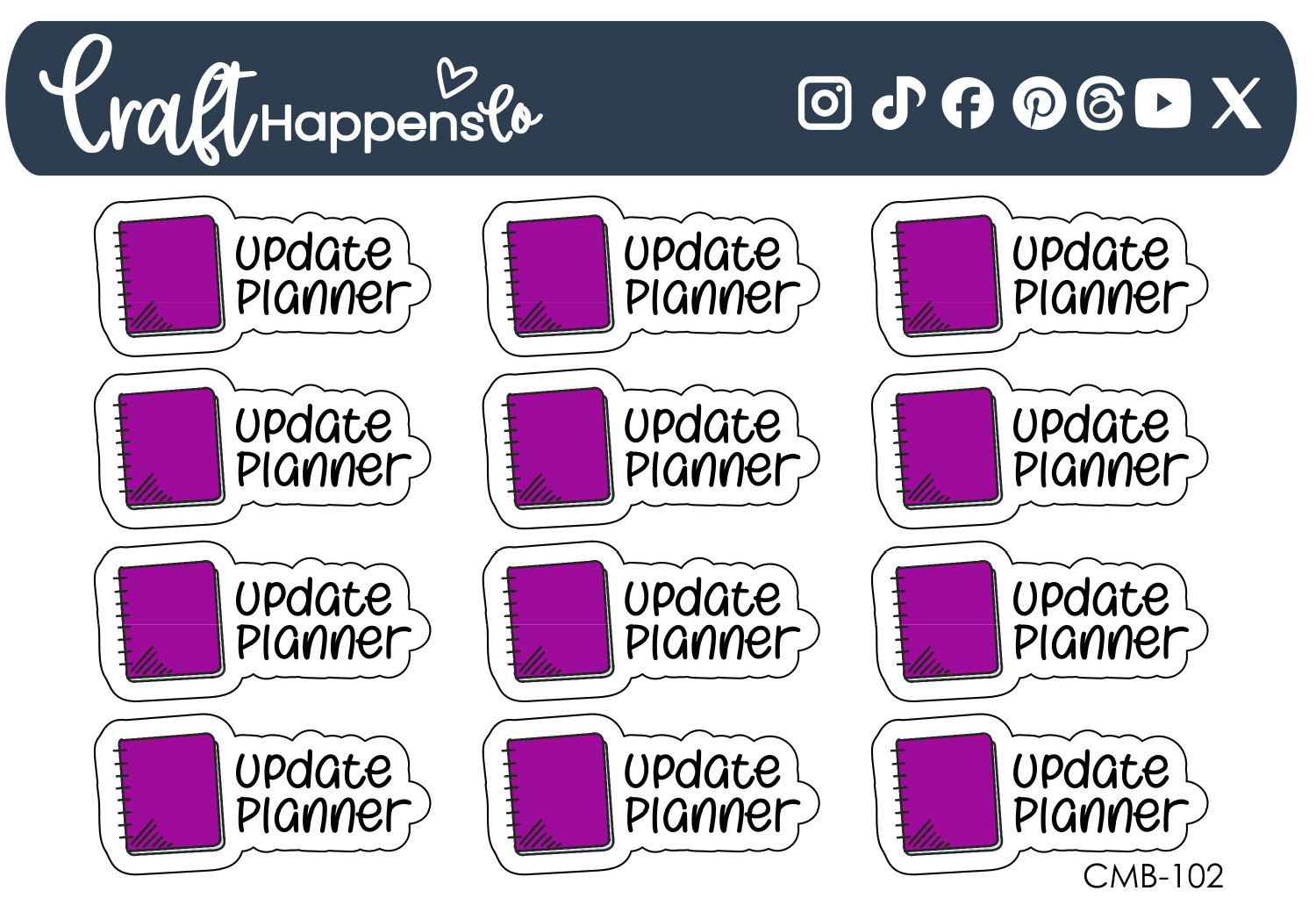"Update Planner" Word with Planner Icon Sticker Sheet